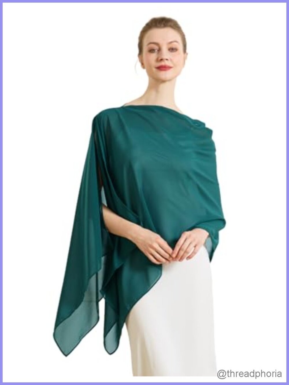 Chiffon Cape Shawl Wrap Scarf 3 Ways to Wear Elegant Sheer Capelet for Evening